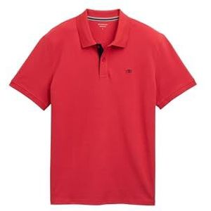 TOM TAILOR Basic Piqué poloshirt voor heren, 12830, Samba Red, L