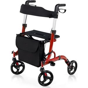 FANTASK Rollator opvouwbaar en licht met zitting, 2-in-1 ruststoel & reisrollator, loophulp 6-voudig in hoogte verstelbaar