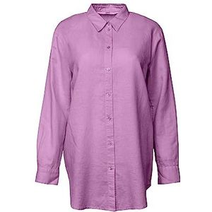 ESPRIT Shirt van katoen en linnen, 560/lilac, S