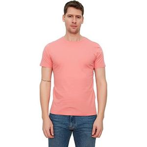Trendyol Men's Rose Gans Basic T-shirt voor heren, slim fit, 100% katoen, korte mouwen, ronde kraag, klein