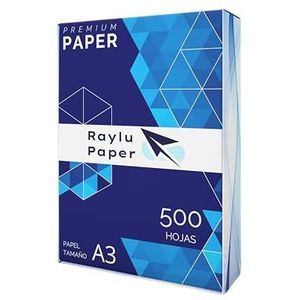 RAYLU PAPER - A3, 80 g, 500 vellen premium multifunctioneel papier voor laserprinters, inkjet en kopieerapparaat, voor kantoor en thuis