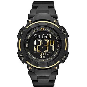 Skechers Horloge voor heren, Digitaal uurwerk met siliconen, polyurethaan, lederen of roestvrij stalen band,Grafiet en limoen,45MM