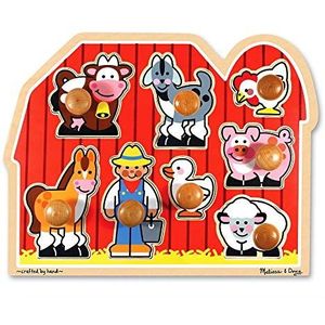 Melissa & Doug Grote knoppuzzel - Boerderijvriendjes (gekleurde boerderijplaatjes, extra dikke houten uitvoering, 8 stukjes, 3,81 cm H x 30,48 cm B x 39,37 cm L)