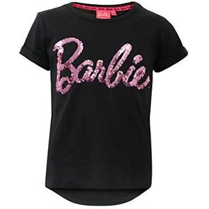 Barbie Text Logo Omkeerbaar pailletten T-shirt, Meisjes, 116-176, Schwarz, Officiële Koopwaar