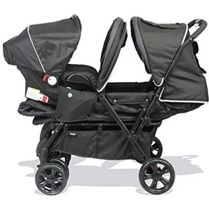 BAMBISOL - 2-in-1 kinderwagen en autostoel Gr0+, voor 2 babys/tweelingen vanaf de geboorte (zwart gemêleerd)