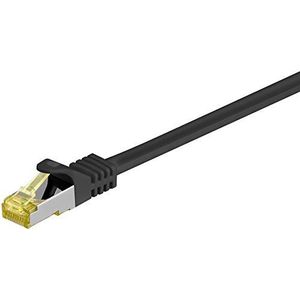 Goobay 92653 LAN-kabel 5 meter dubbel afgeschermd S-FTP - netwerkkabel CAT 7 kabel 5 m - LAN-kabel CAT 7 met 10 Gigabit - RJ45-stekker - zwart