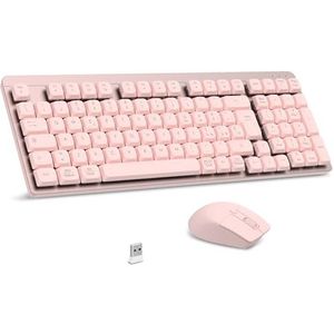 LeadsaiL FA98 Draadloos mechanisch toetsenbord en muis, laag profiel, rode schakelaar, draadloos toetsenbord met ontvanger 2,4 G, 96% toetsenbord, 98 toetsen, stil, Italiaans QWERTY voor pc Mac