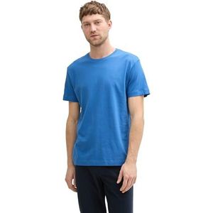 TOM TAILOR Basic T-shirt voor heren met geborduurd logo, 11356 - saffierblauw, XS