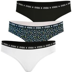 Athéna Set van 3 meisjesslips, Wit/Druppel/Zwart, 8 Jaren