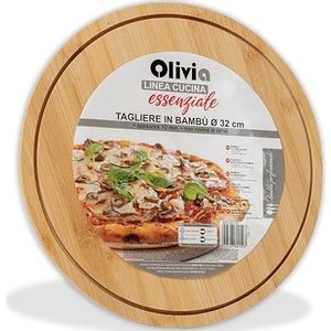 IPEA Ronde snijplank van hout voor pizza, kaas, salami, 32 cm, rond, multifunctionele snijplank voor het snijden en serveren van voorgerechten, brood en groenten in de keuken of in het restaurant,