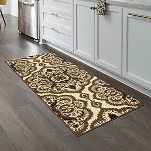 Maples tapijten Vivian medaillon loper tapijt niet slip-gang ingang tapijt [Made in USA], 1'8 x 5, walnoot