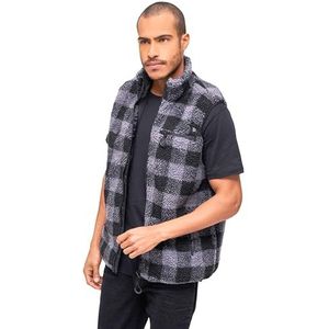 Brandit TEDDYFLEECE vest winter met fleece voering jacht army outdoor pluche vest, zwart-grijs, M