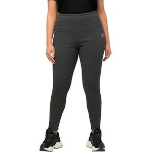 Ulla Popken Dames grote maten plus size leggings, voering van imitatiebont extra warm, hoge taille antraciet melange 42+ 798699121-42+, grijs, 32W x 32L