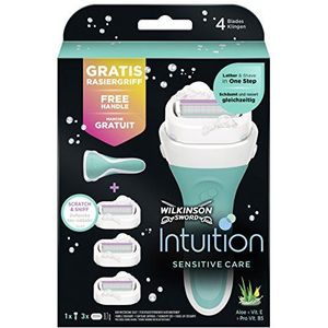 Wilkinson Sword Intuition Sensitive Care voordeelverpakking dames scheerapparaat Scheerapparaat + 2 reservemesjes Rasierer + 3 Klingen