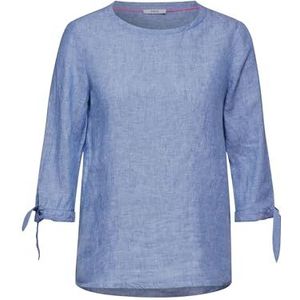 Cecil Dames Linnen Chambray Ronde hals Blous, Linnen Chambray Blue, XL