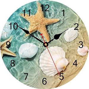 TAHEAT Wandklok, 30 cm, zeester, rustig, geen tikkend geluid, batterij-aangedreven klokken, mooie decoratieve wandklokken voor slaapkamer/woonkamer/keuken/badkamer