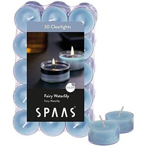 SPAAS 30 Clearlights Geur, theelichten in transparante cup, ± 4,5 uur - Fairy Waterlily