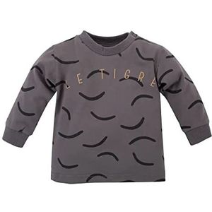 Pinokio Baby Blouse Long Sleeve Le Tigre, 95% Coton 5% Elastaan Graphite met Tiger Stripes, Jongens Gr. 62-104 (68), grafietgrijs, 68 cm