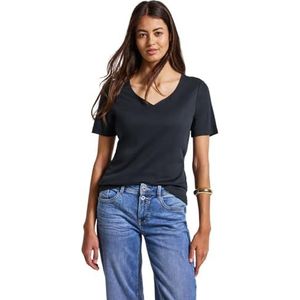 Street One - Shirt - Zwart - Katoen-Modaalmix