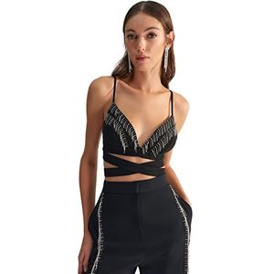 Trendyol FeMan Woven Bustier, Zwart, 36, Zwart, 34