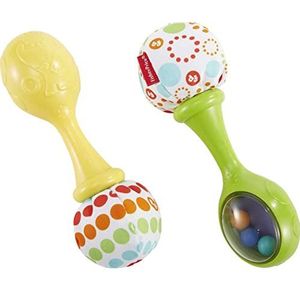 Fisher-Price BLT33 - Rumba rammelaars met stoffen uiteinden, babyspeelgoed vanaf 3 maanden oud