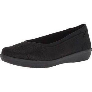 Clarks Ayla Low Ballerina's voor dames, Zwart synthetisch nubuckleer., 37 EU