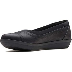 Clarks Ayla Low Ballerina's voor dames, Zwart synthetisch nubuckleer., 37 EU