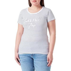 RUSSELL ATHLETIC SL Striped-S/S Crewneck T-shirt voor dames, Witte streep (Small), XL
