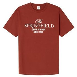 Springfield Heren T-shirt, Terracotta, XS, Terracotta, XS