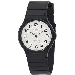 CASIO 2729 MQ-24-7B - herenhorloge kwarts rubberen band zwarte wijzerplaat wit, Zwart, Modieuze horloges