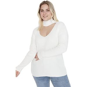Trendyol Plus Size Sweater - Zwart - Getailleerd, Ecru, XXL grote maten