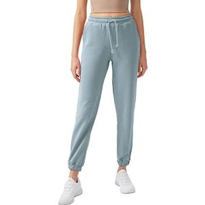 LOS OJOS Sweatbroek voor dames, sweatpants met zakken, joggingbroek voor dames, met trekkoord, elastische tailleband, blauw-grijs, S