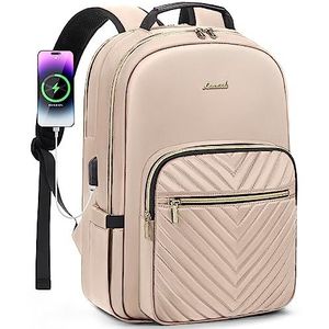 LOVEVOOK laptoprugzak voor dames, 15,6 inch, rugzak, waterdicht, schoolrugzak, voor meisjes en tieners, met USB-oplaadaansluiting, elegant, voor school, universiteit, reizen, werk