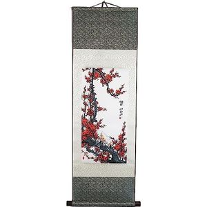 lachineuse Kakemono Pruimenbloesem - wandtapijt - Japanse decoratie om op te hangen - 100 x 30 cm - symbool van hoop - Japanse afbeelding print - grijs - cadeau-idee Japan Azië