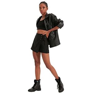Trendyol Dames Black Coupling Detail Shorts & Bermuda Casual Shorts, 40