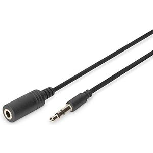 DIGITUS audio verlengkabel - 3,5mm jack naar 3,5mm aansluiting - Aux kabel - stereo kabel - 2,5m - zwart - voor stereo-installaties, home cinema, soundbar, computer
