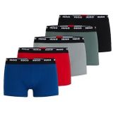 HUGO Trunk Five Pack boxershorts van stretchkatoen met logo's op de tailleband, blauw, M