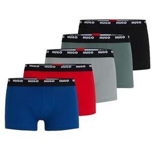 HUGO Trunk Five Pack boxershorts van stretchkatoen met logo's op de tailleband, blauw, M