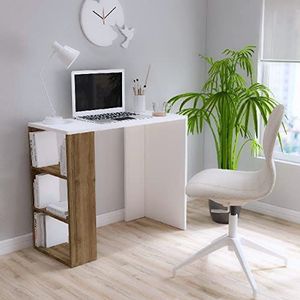Homemania Roze met kantoorplanken, studio, wit stuk, hout, 90 x 40 x 75 cm, spaanplaat van melamine RSCVZ01
