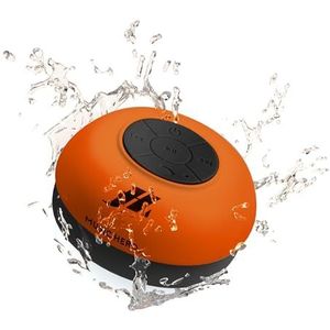 3 W luidspreker met zuignap, muziek- en oproeptoetsen, geïntegreerde microfoon en handsfree-functie, waterdicht voor gebruik in de douche, badkamer, zwembad en keuken, oranje