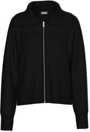 pieces - PCMALOU LS ZIP KNIT - Cardigan - Zwart