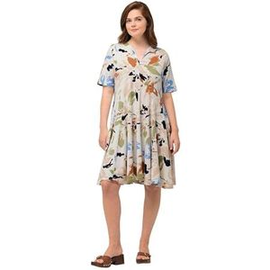 Ulla Popken Damesjurk met bloemenprint, groen, 50/52 NL