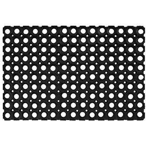 Rubberen ringmat/honingraatmat open ringen vuilvangmat antislip deurmat rubbermat, zacht rubber, zwart, 40 x 60 cm in zwart, kleur: zwart, afmetingen: 40 x 60 cm