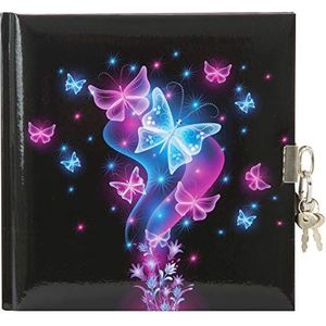 goldbuch Dagboek, vlinder, 96 witte pagina's, met slot, zwart/roze/blauw, 44577