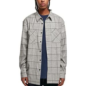 Urban Classics Men's Long Oversized Checked Greyish Shirt, Grijs/Zwart, 4XL, grijs/zwart, 4XL
