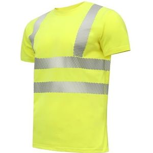 Högert Technik JURAL II veiligheidsvest van polykatoen, geel, XL (54), reflecterend veiligheidsvest, ademend, licht, shirt met korte mouwen, werkkleding, zichtbaarheidsoverhemden