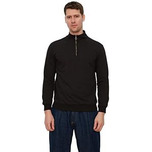 Trendyol Coltrui voor heren, effen Regular sweatshirt, zwart, XL, Zwart, XL