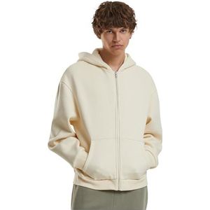 Build Your Brand Fluffy Zip Hoody, herenhoodie met doorlopende ritssluiting, regular fit, witzand., S