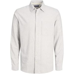 JACK & JONES Heren JORROGER Shirt LS Shirt, lichtgrijs melange, L, lichtgrijs gem, L