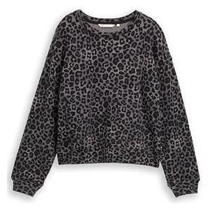 TOM TAILOR Denim Basic oversized sweatshirt voor dames, 38904 - Grey Tonal Leo Print, XS
